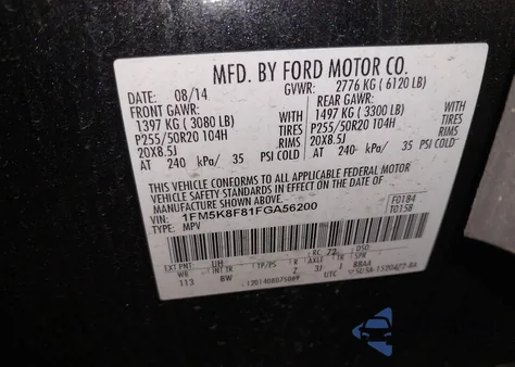 2015 Ford Explorer Limited z USA, uszkodzony, nr VIN 1FM5K8F81FGA56200